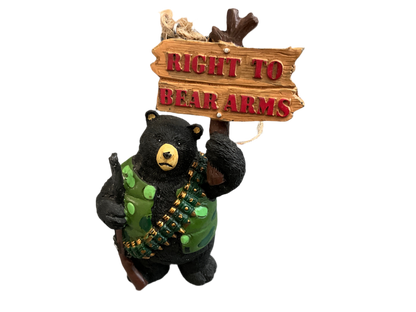 RIGHT TO BEAR ARMS Bear with guns & ammunition belt  Christmas holiday ornament