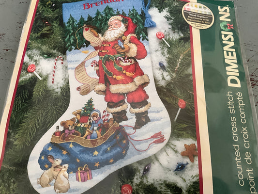 Dimensions Checking His List Stocking counted cross stitch kit