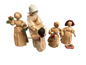 Charming corn husk doll set of set of 5 hand crafted ornaments
