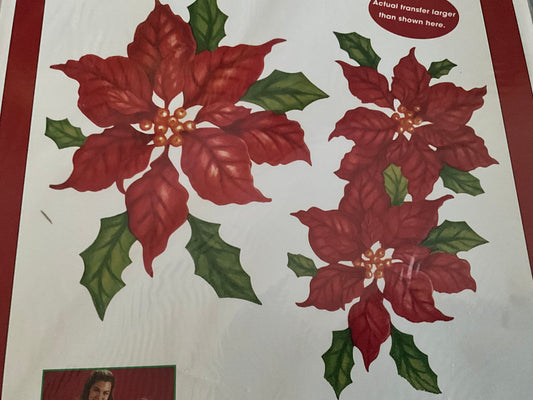 Dizzle set of 2 Poinsettia full color iron on transfers