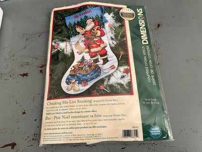 Dimensions Checking His List Stocking counted cross stitch kit
