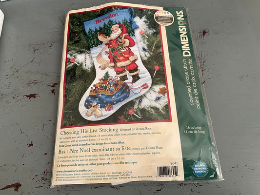 Dimensions Checking His List Stocking counted cross stitch kit