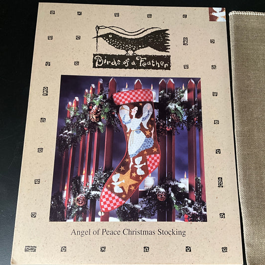 Birds of a Feather Angel of Peace Christmas Stocking cross stitch chart with Sparrow 28 count 30”x22” fabric(discontinued)included!