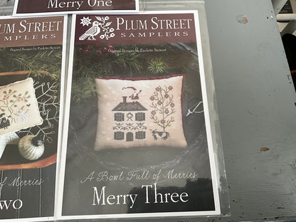 Plum Street Samplers A Bowl Full of Merries Merry 1-3 set of 3 cross stitch charts