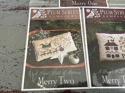 Plum Street Samplers A Bowl Full of Merries Merry 1-3 set of 3 cross stitch charts