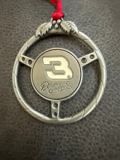 Dale Earnhardt 3 NASCAR Goodwrench pewter steering wheel Christmas ornament
