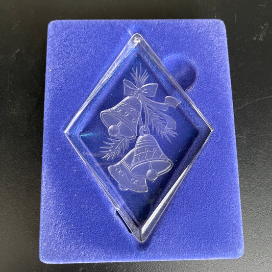 Crystal Etchings by Comar choice of Bells or Candles vintage 1977 acrylic ornaments