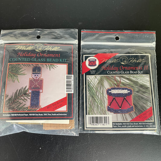 Mill Hill choice sets of 2 Christmas ornaments counted glass bead kits see pictures and variations*