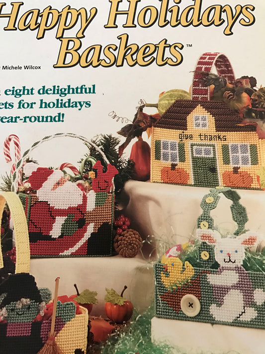 House of White Birches Plastic Canvas Happy Holidays Baskets pattern book