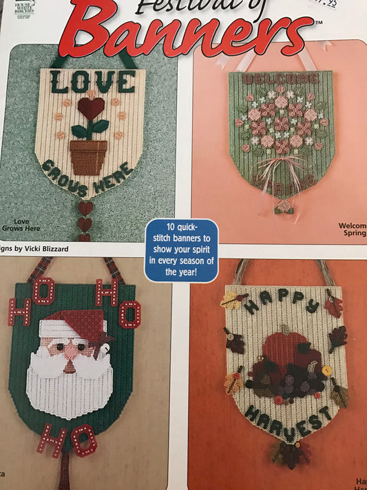 House of White Birches Plastic Canvas Festival of Banners pattern book