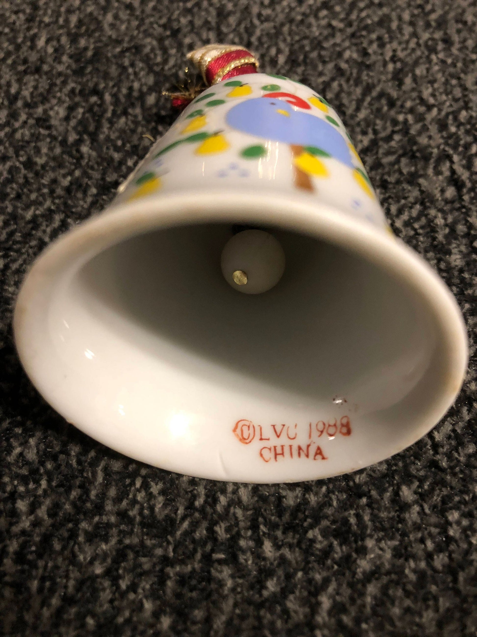 Partridge in a Pear Tree Vintage 1988 Mini Porcelain Bell Ornament LVC1988 China