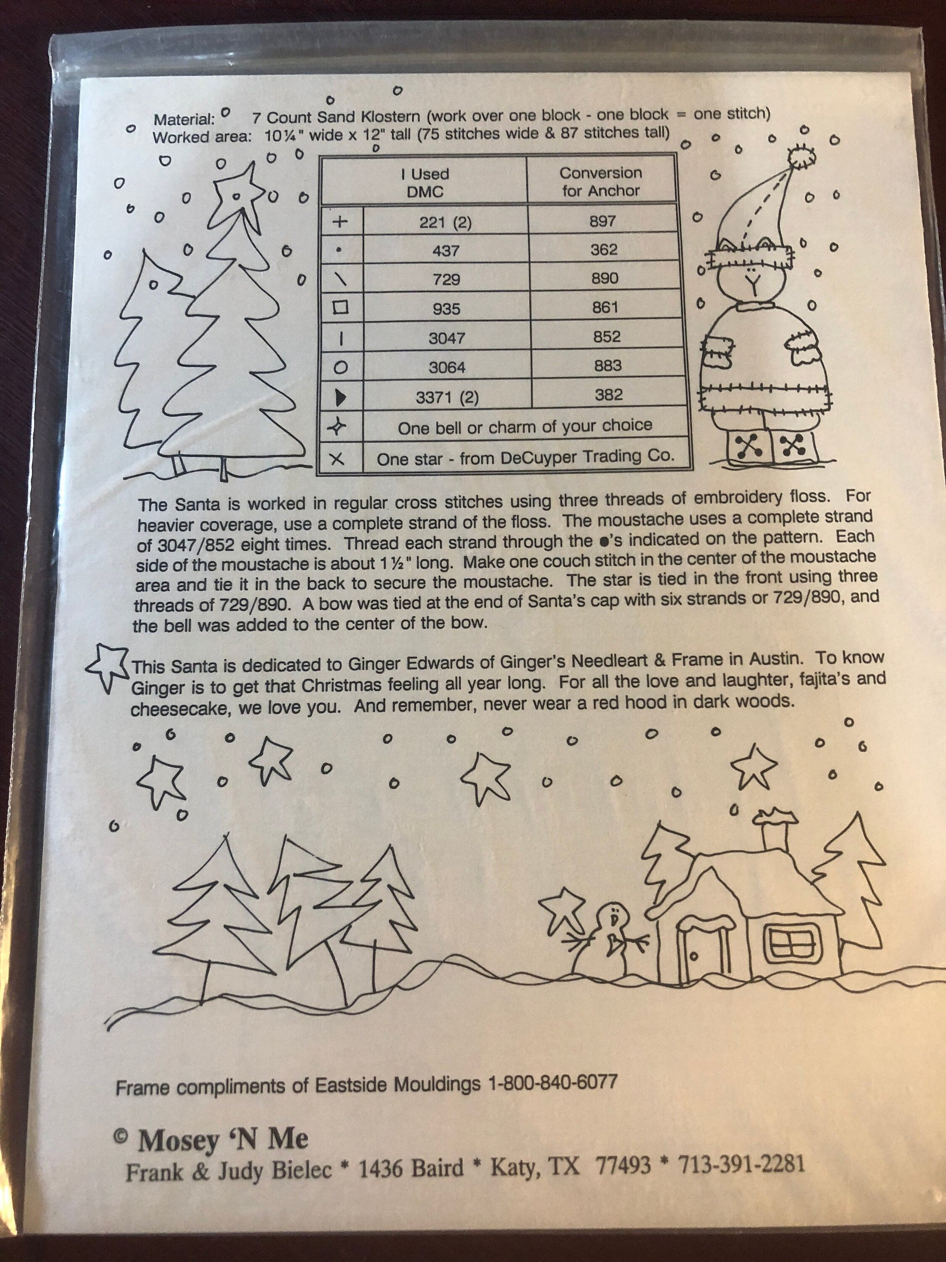 Mosey N' Me, Christmas Welcome, Frank's Second Cross Stitch Piece, Vintage 1996, Cross Stitch Pattern, Stitch Count 75 by 87