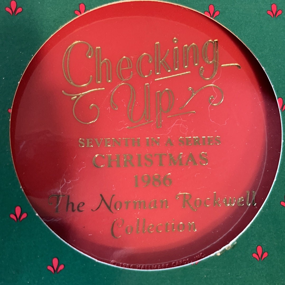 Hallmark, Norman Rockwell #7, Checking Up, Dated 1986, Cameo Ornament, QX321-3