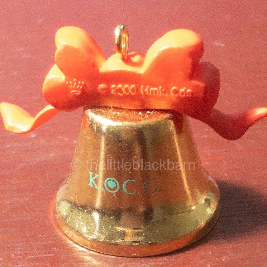 Hallmark, Golden Bell with Red Bow, Dated 2000, KOCC, Keepsake Ornament