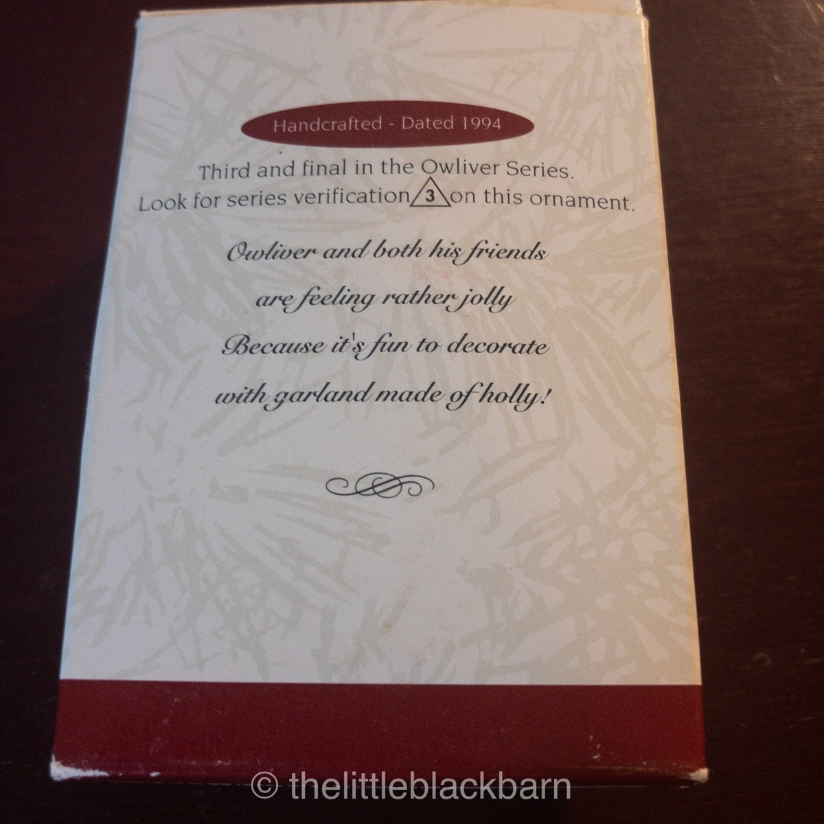 Hallmark, Owliver, Keepsake Ornament, Dated 1994, Collector's Series,  QX5226