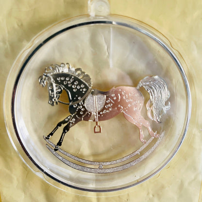 Hallmark, Old Fashioned Rocking Horse, Vintage 1984, Etched Brass and Acrylic, Keepsake Ornament, QX346-4