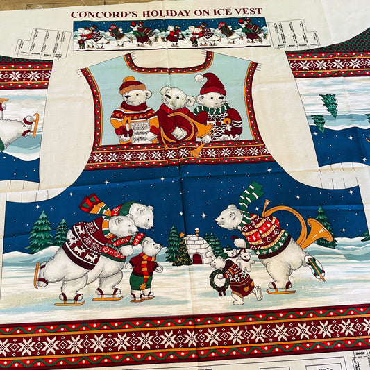 Concord's Holiday On ice, Vest, Fabric Panel, Fits Small to Extra Large