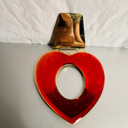 Teddy Bear Or Red Heart, Choice of Gold-Tone Metal Mini Picture Frame Ornaments with Stand