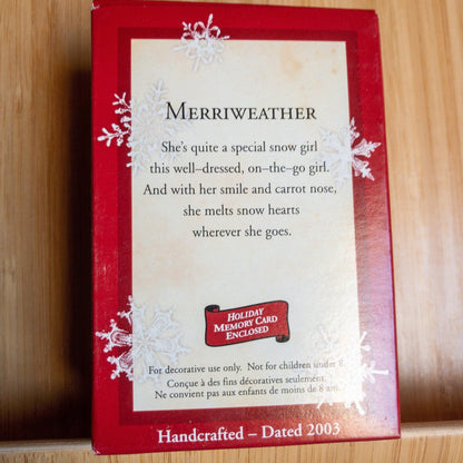Hallmark, Merriweather, Dated 2003, Keepsake Ornament, WD2875