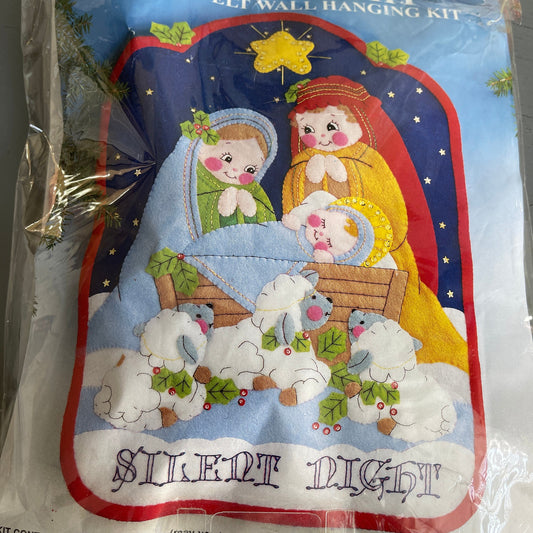 Design Works Silent Night Felt Wall Hanging Kit 12 By 17 Inches