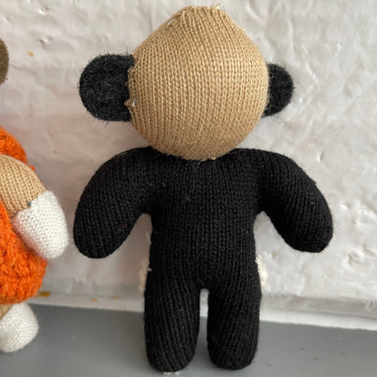 Halloween Pair Of Sock Monkey Hand Knitted Vintage Collectible Decorative Dolls