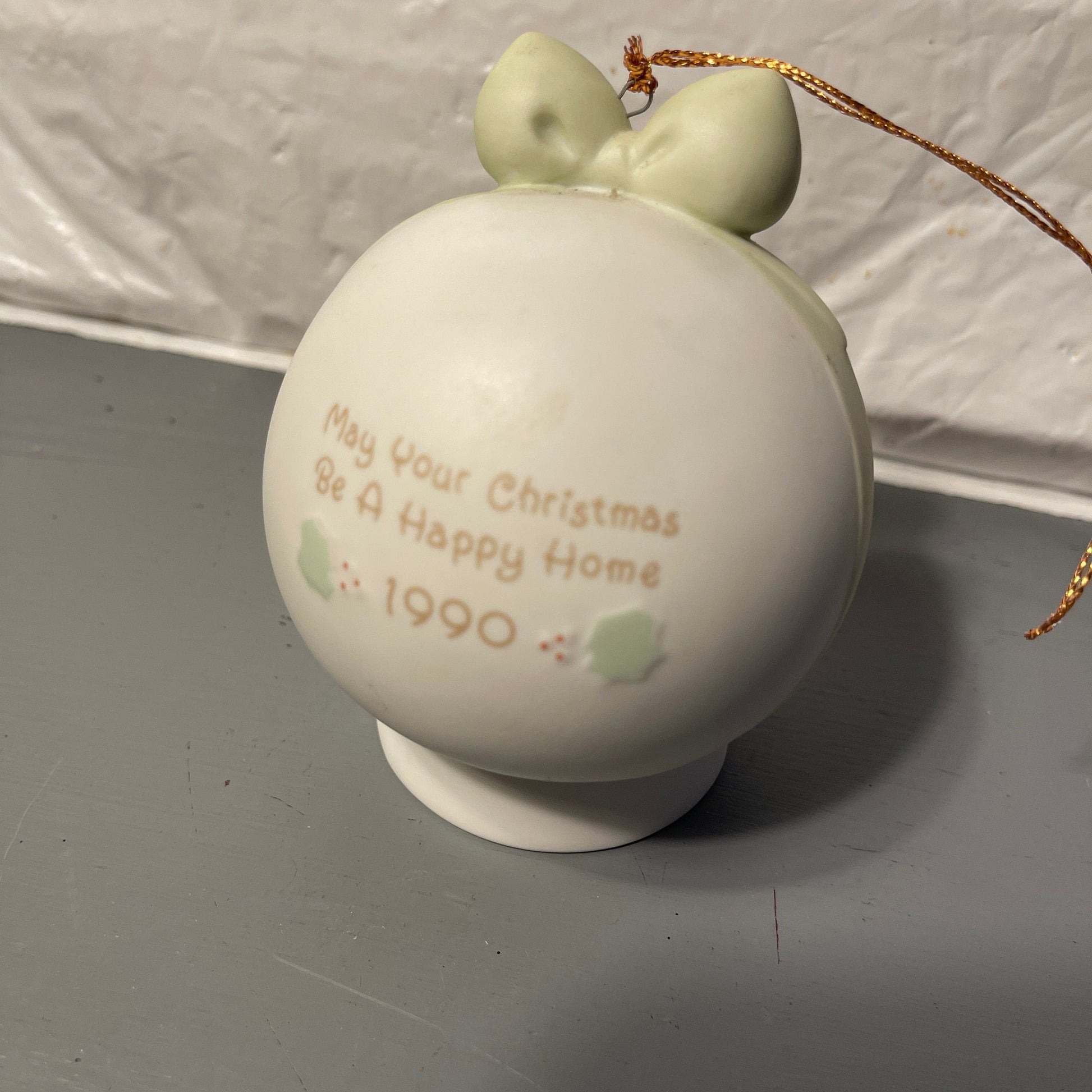 Precious Moments May Your Christmas Be A Happy Home Dated 1990 Annual Edition Collectible Ornament*