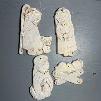 Nativity 4 piece Set Ceramic Christmas Tree Ornaments