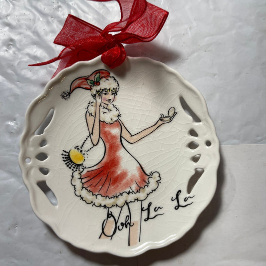 Ooh La La Fancy Santa Girl Mini Plate Vintage Collectible Ornament