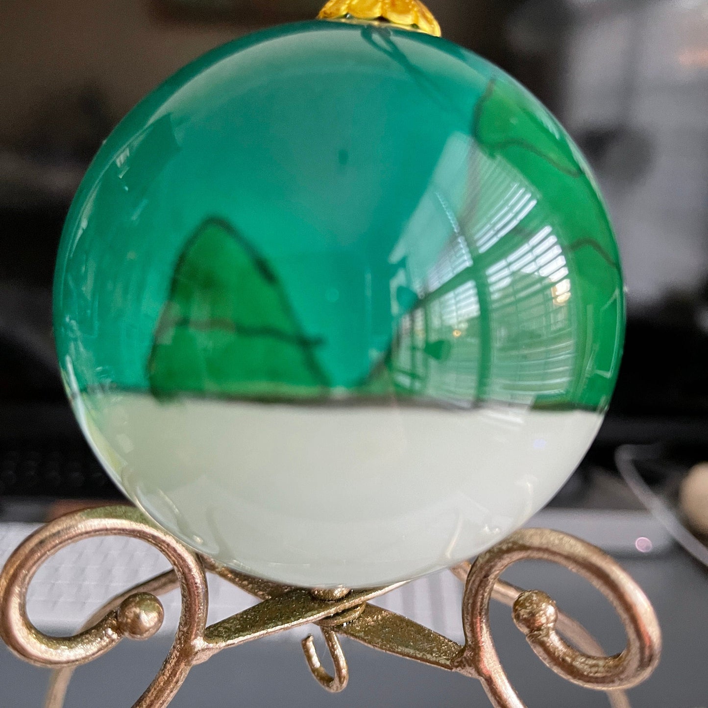 Splendid Snowman In Hat and Scarf Painted Glass Ball Ornament