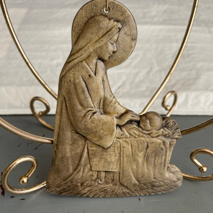 Duncan Enterprises Mary with Baby Jesus In His Crib Vintage Porcelain Ornament