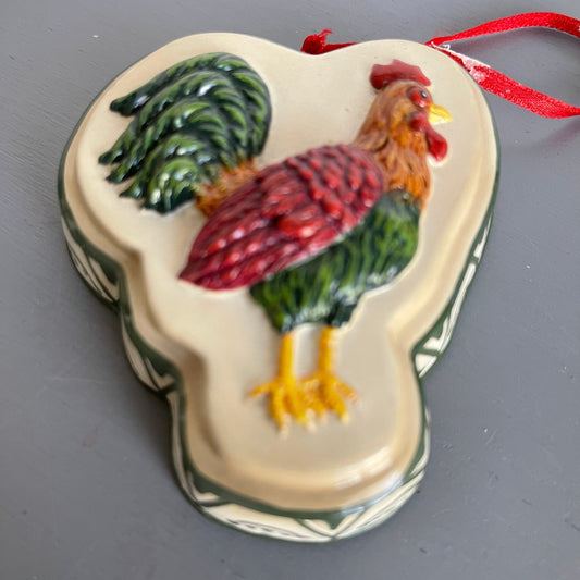 Rooster Stoneware Miniature Dessert Mold Vintage Ornament