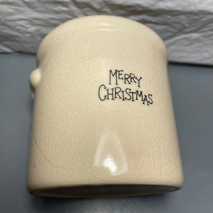 Merry Christmas To All Patriotic Snowman Vintage Candle Crock with Lid