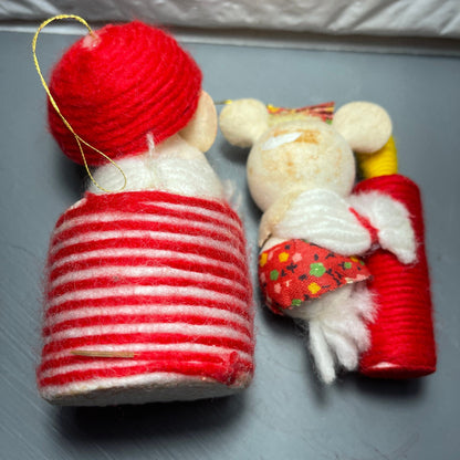 Cute Mouse Set Of 2 Vintage Fabric Ornaments