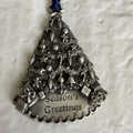 Pewter Gloria Duchin Seasons Greeting Christmas Tree Ornament