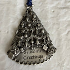 Pewter Gloria Duchin Seasons Greeting Christmas Tree Ornament