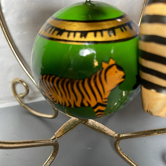 Jungle Animal Inspired  Set Of 3 Vintage Christmas Tree Ornaments