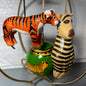 Jungle Animal Inspired  Set Of 3 Vintage Christmas Tree Ornaments