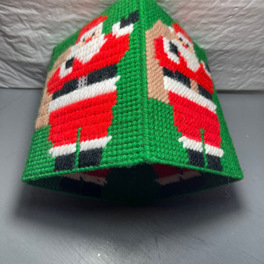 Santa Clause Carrying His Sack Tissue Box Vintage Plastic Canvass Finished Project