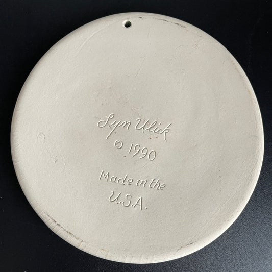 Lyn Ulick Holiday Bread Warmer Celebrate Family & Friends Vintage 1990 Stoneware Trivet Collectible Wall Hanging