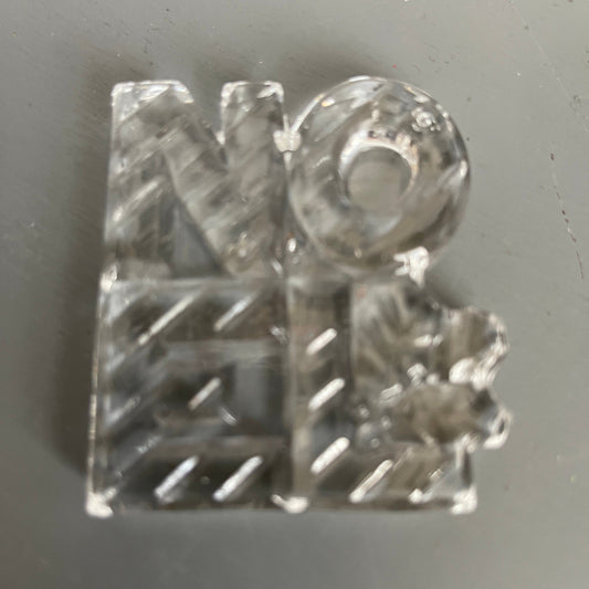 Gorham NOEL Clear Glass Christmas Tree Ornament