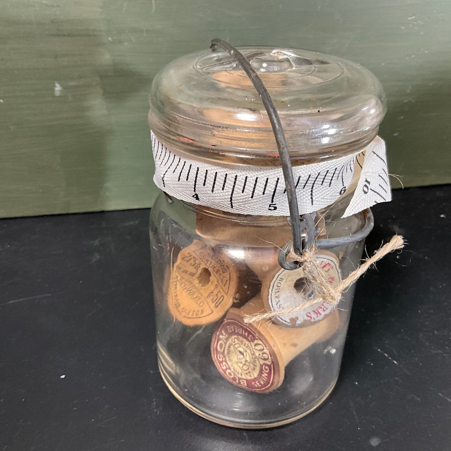 Decorate your personal needlecraft space with jars full of vintage sewing notions see pictures and variations*