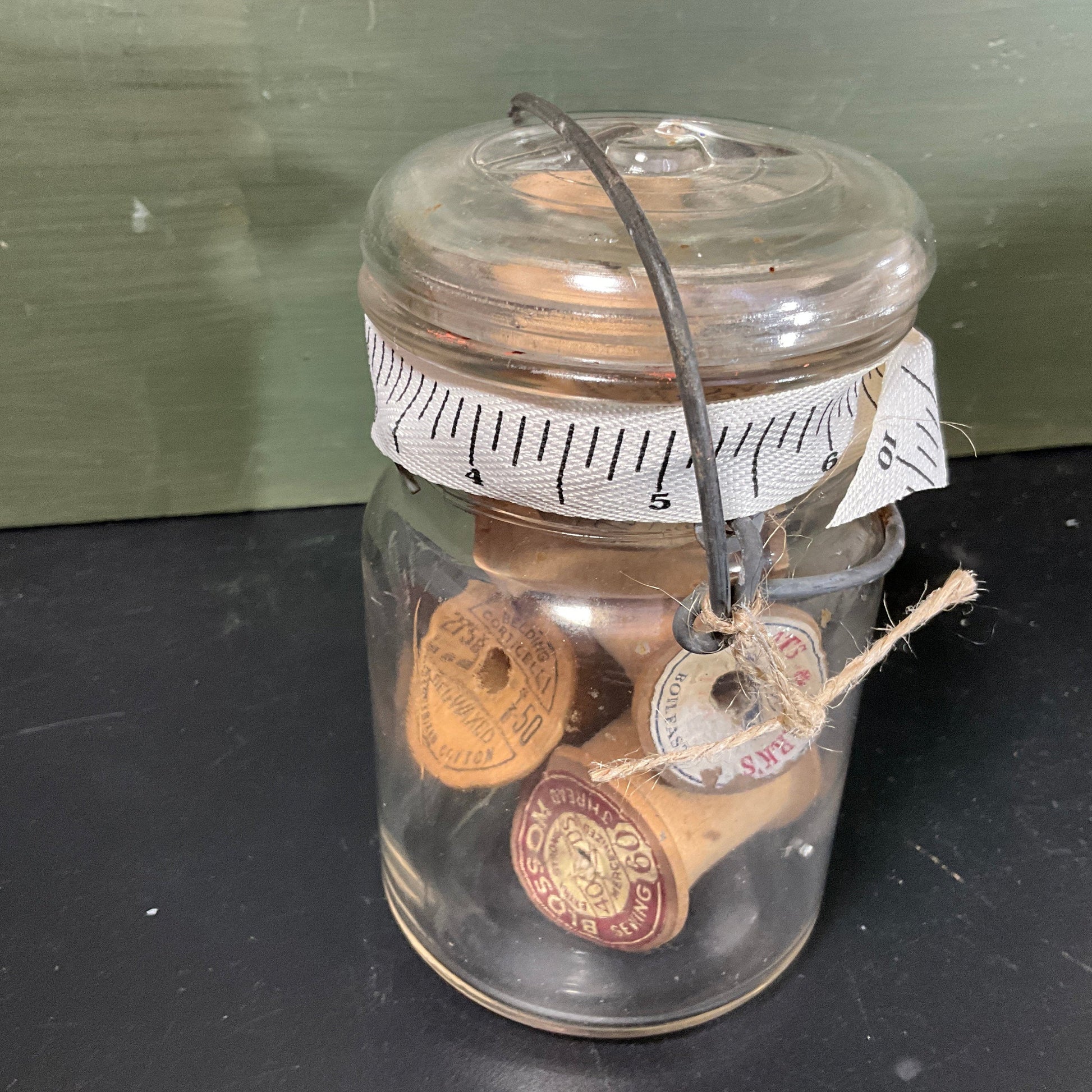 Decorate your personal needlecraft space with jars full of vintage sewing notions see pictures and variations*