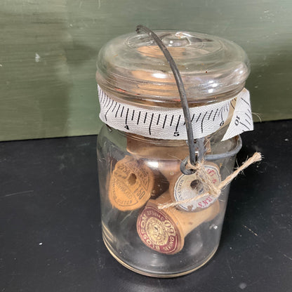 Decorate your personal needlecraft space with jars full of vintage sewing notions see pictures and variations*