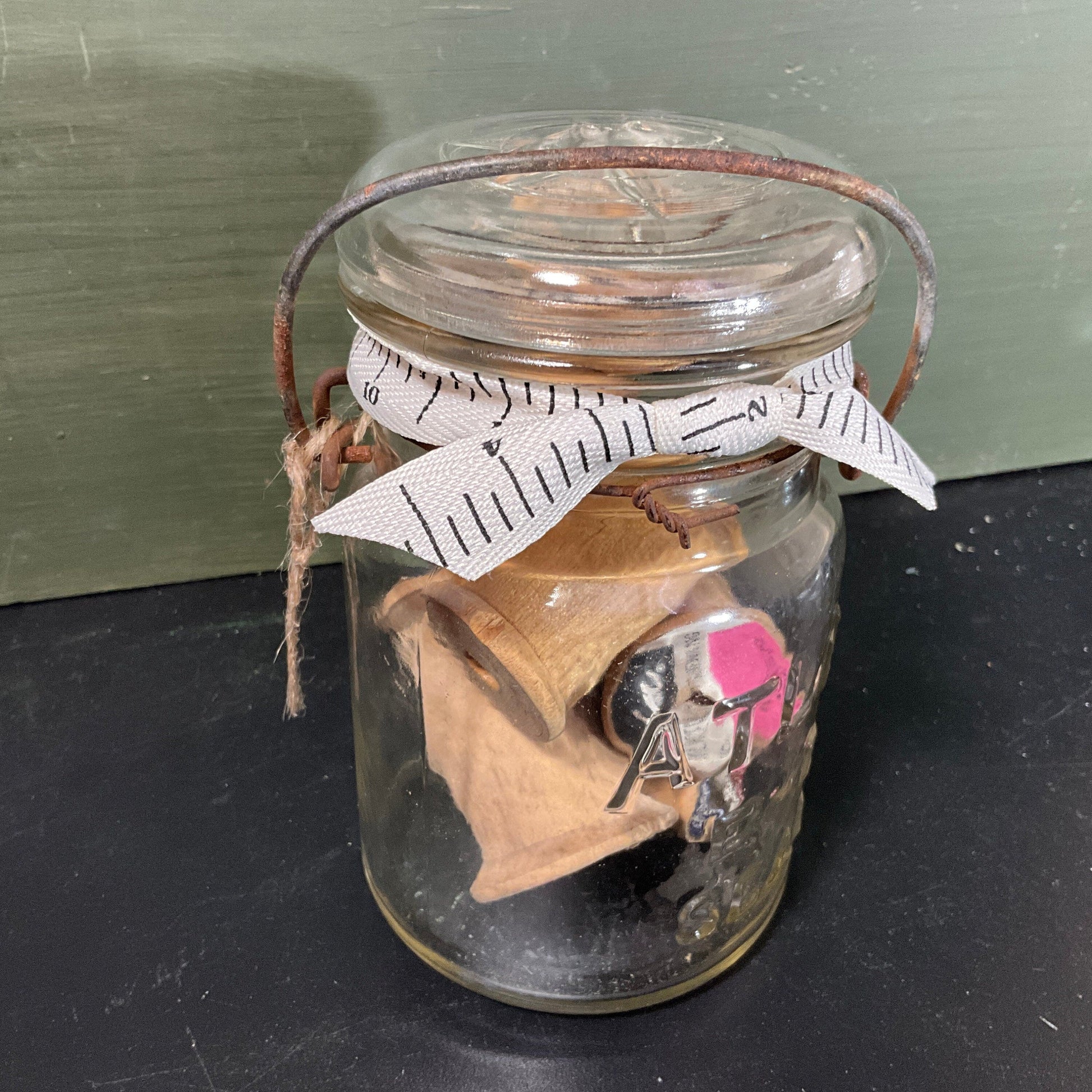 Decorate your personal needlecraft space with jars full of vintage sewing notions see pictures and variations*