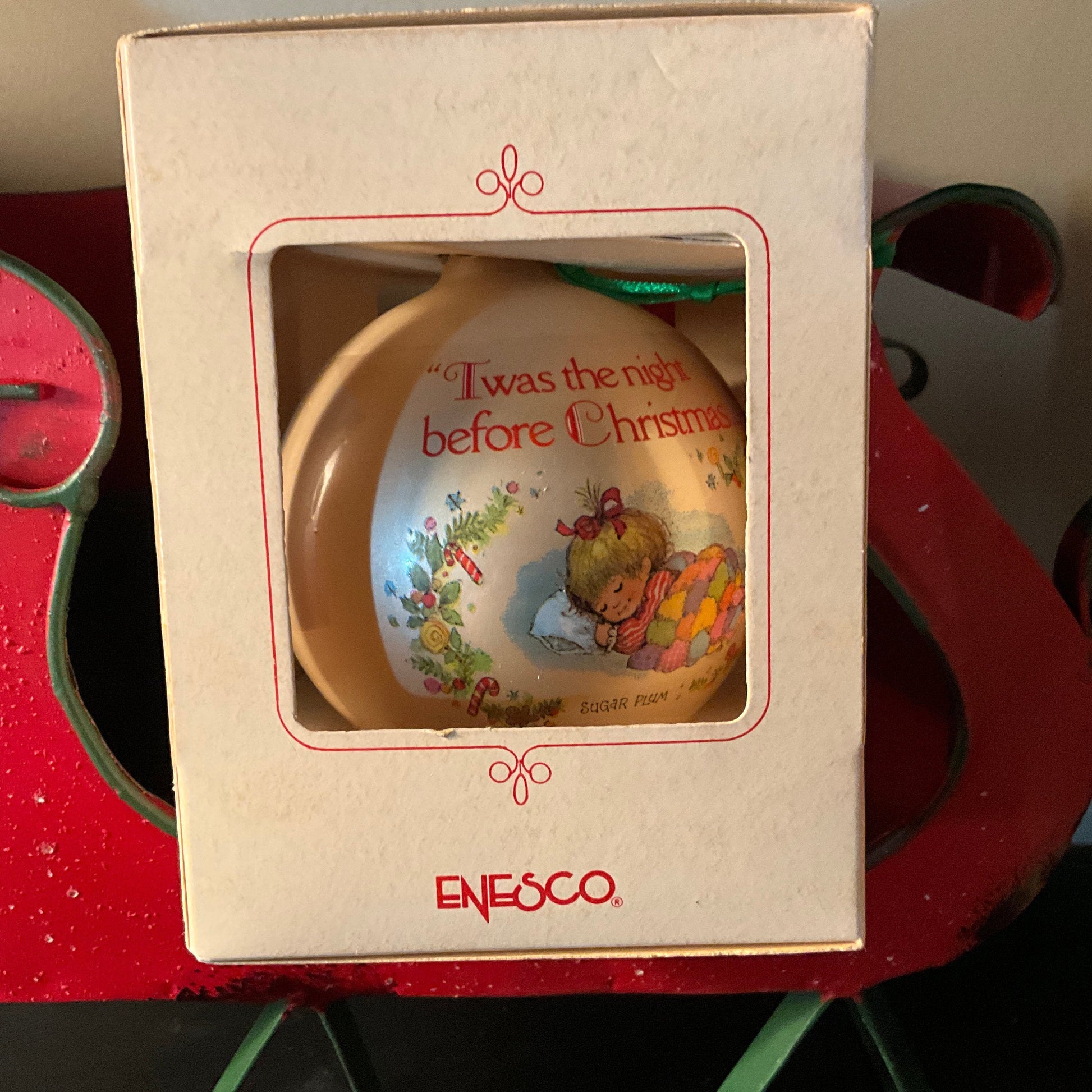 Enesco Enchantments Christmas Collection Vintage 1981 Glass Ball Ornament
