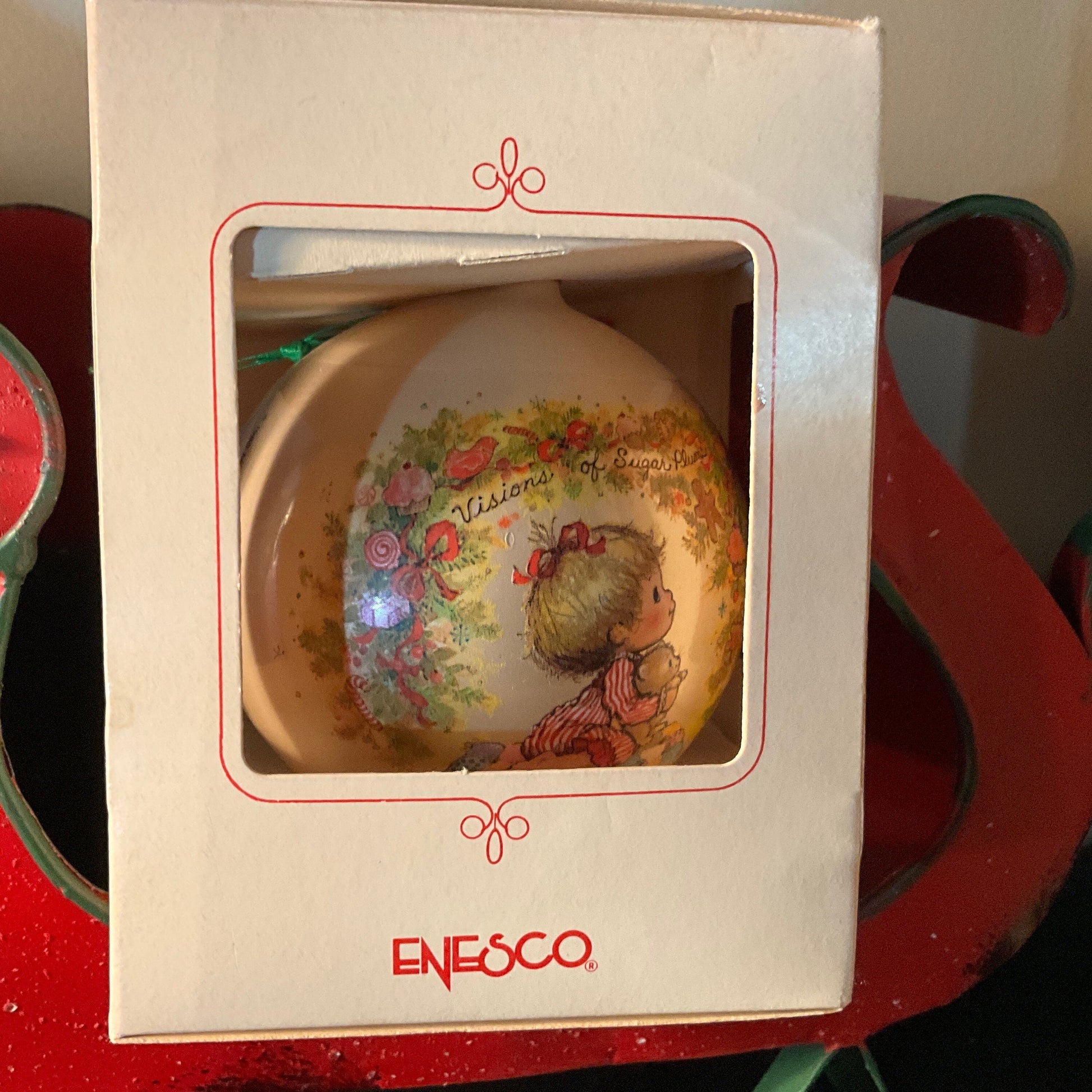 Enesco Enchantments Christmas Collection Vintage 1981 Glass Ball Ornament