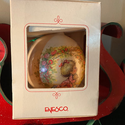 Enesco Enchantments Christmas Collection Vintage 1981 Glass Ball Ornament