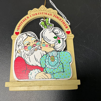 Kurt Adler Another Christmas Together Santa & Mrs. Claus vintage 1990 wooden ornament
