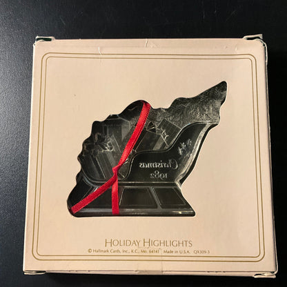 Hallmark Christmas Sleigh Dated 1982 Keepsake Acrylic ornament QX3093