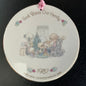 Precious Moments God Bless Our Family dated 1987 porcelain Christmas ornament
